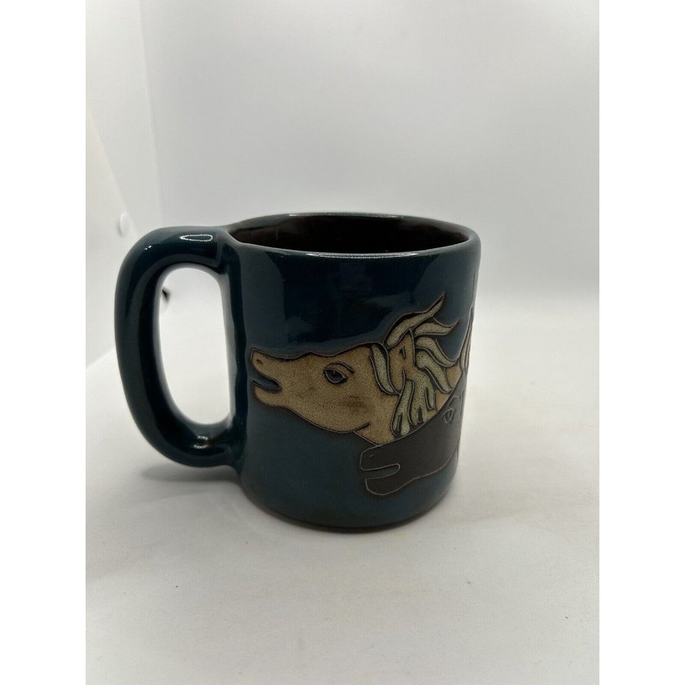 Design by Mara Horse Mug Mexican Art Pottery  Stoneware Mugs Pair Equestrian Art